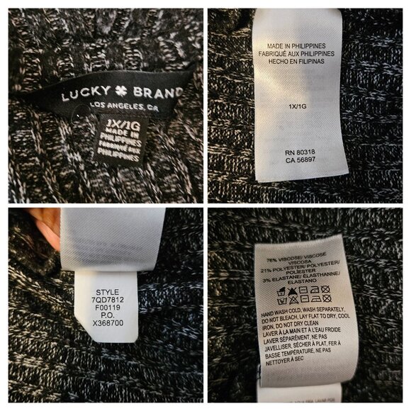 Lucky Brand x Bonne Chance Cloud Soft Ribbed Cowl Neck Sweater Women Size 1X - Picture 7 of 8